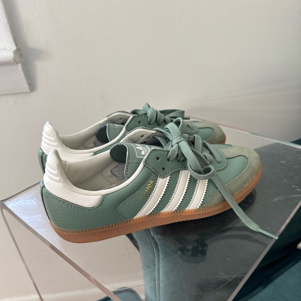 Green adidas sambas